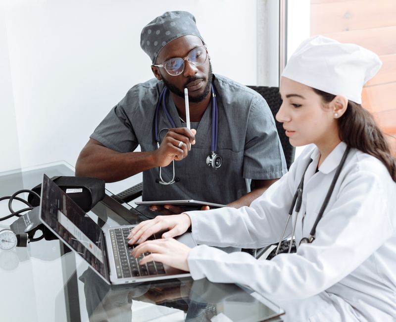 Healthcare professionals working on certification