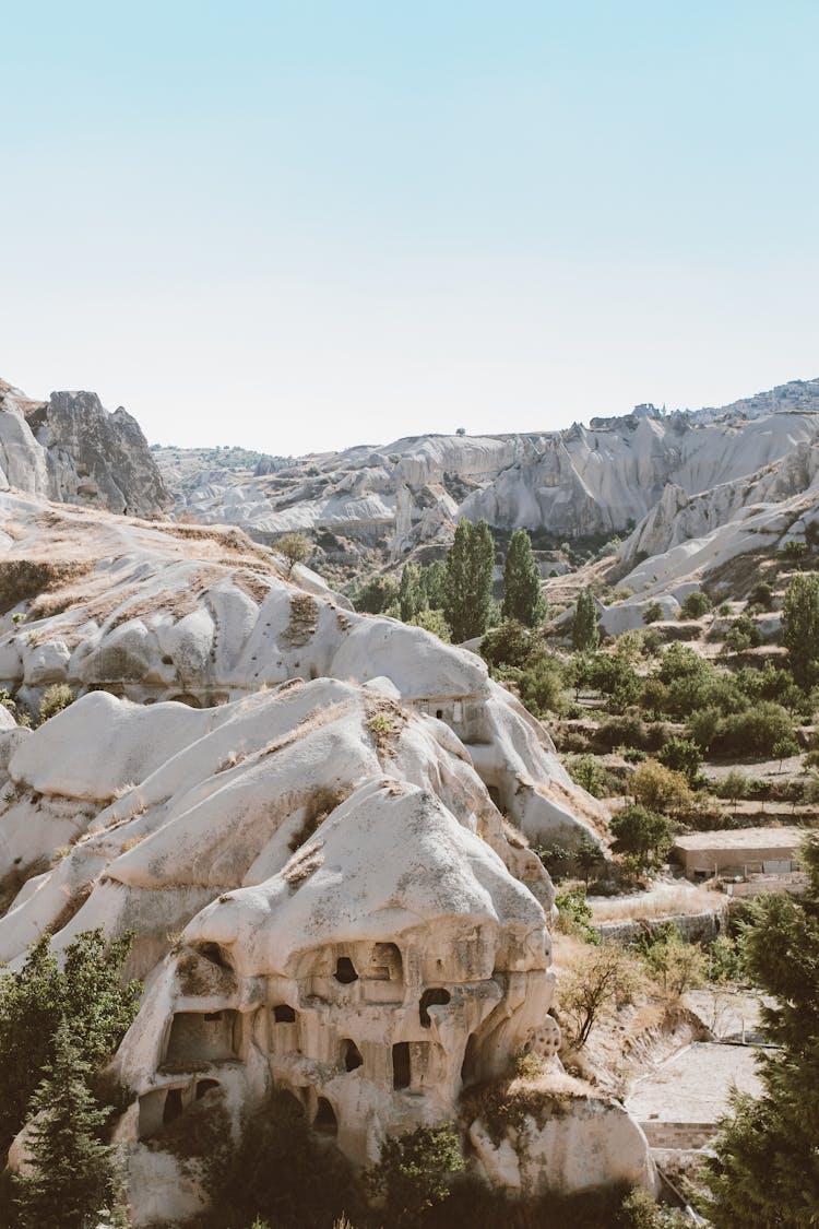 Houses Carved Into Rock Formation