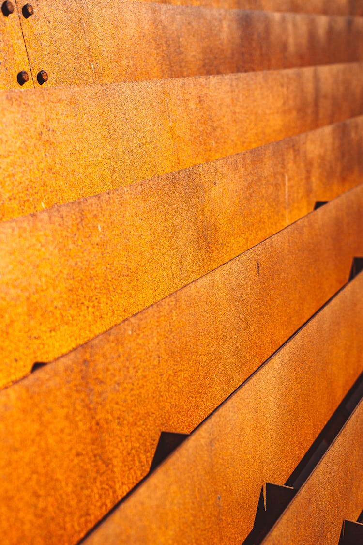 Rusty Metal Sheets Secured With Bolts