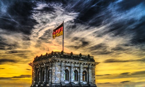 Free Belgium Flag on Top of the Building Stock Photo