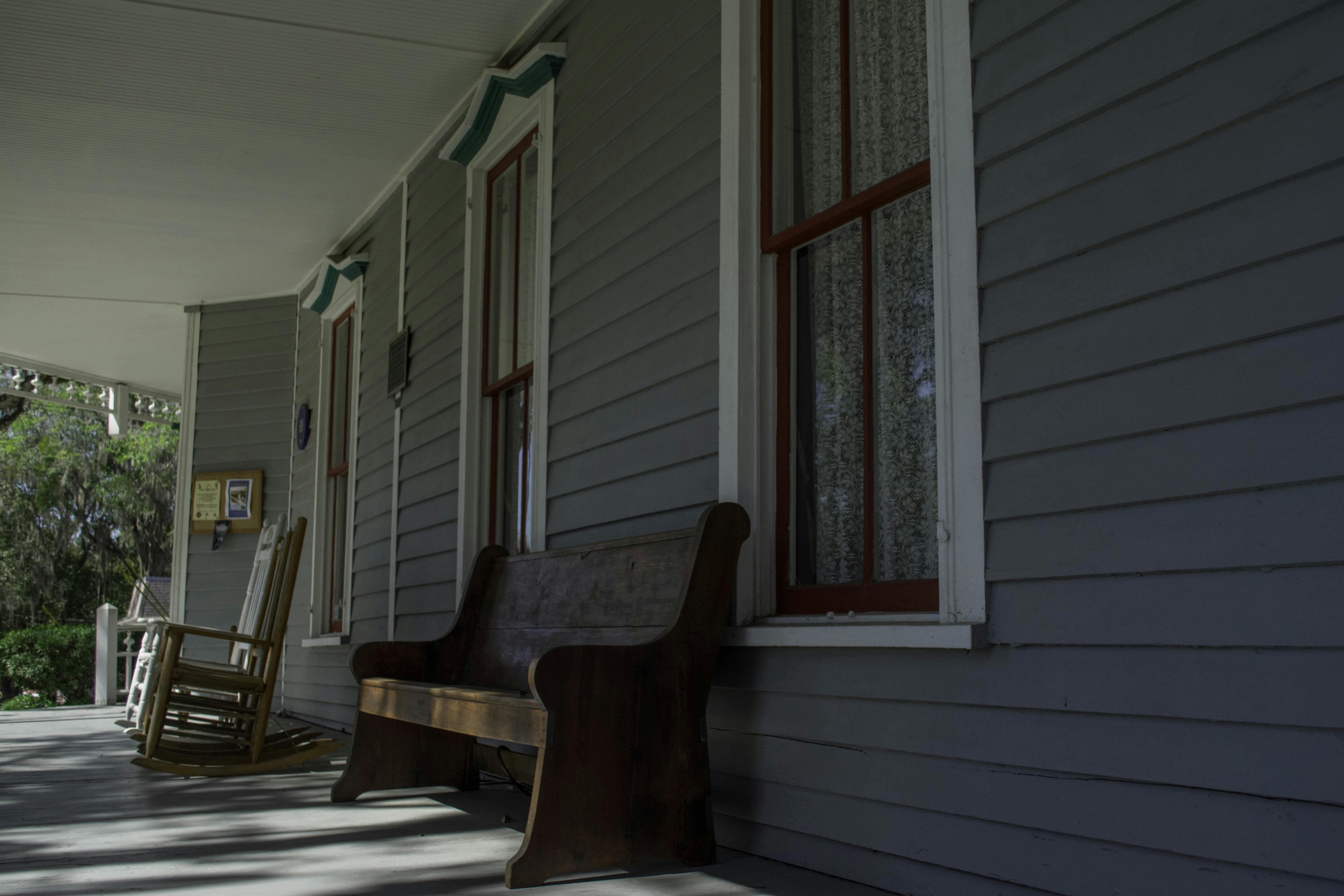 Free stock photo of chair, gray, porch