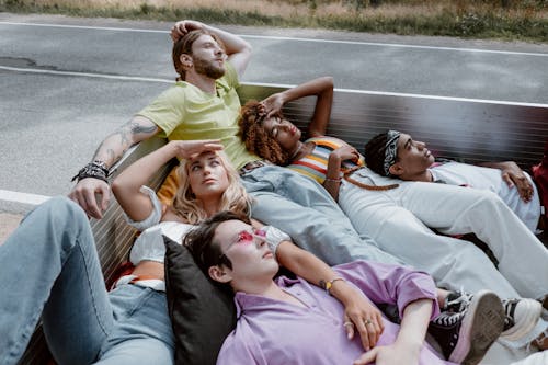 A People Lying Down in the Pickup Truck
