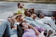A People Lying Down in the Pickup Truck