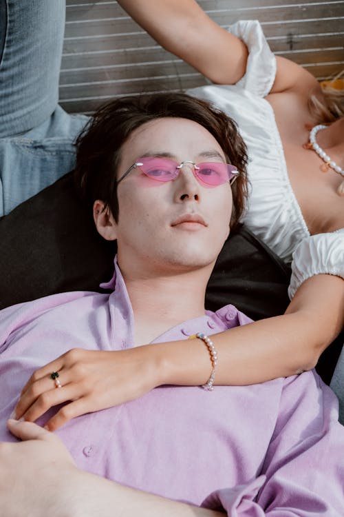 Free A Man in a Pink Sunglasses Stock Photo
