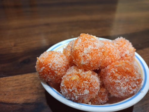 Free stock photo of coconut, laddoo, orange