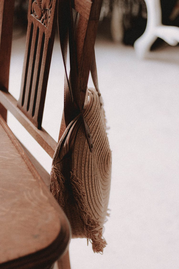 Vintage Purse Hanging On Chair Back