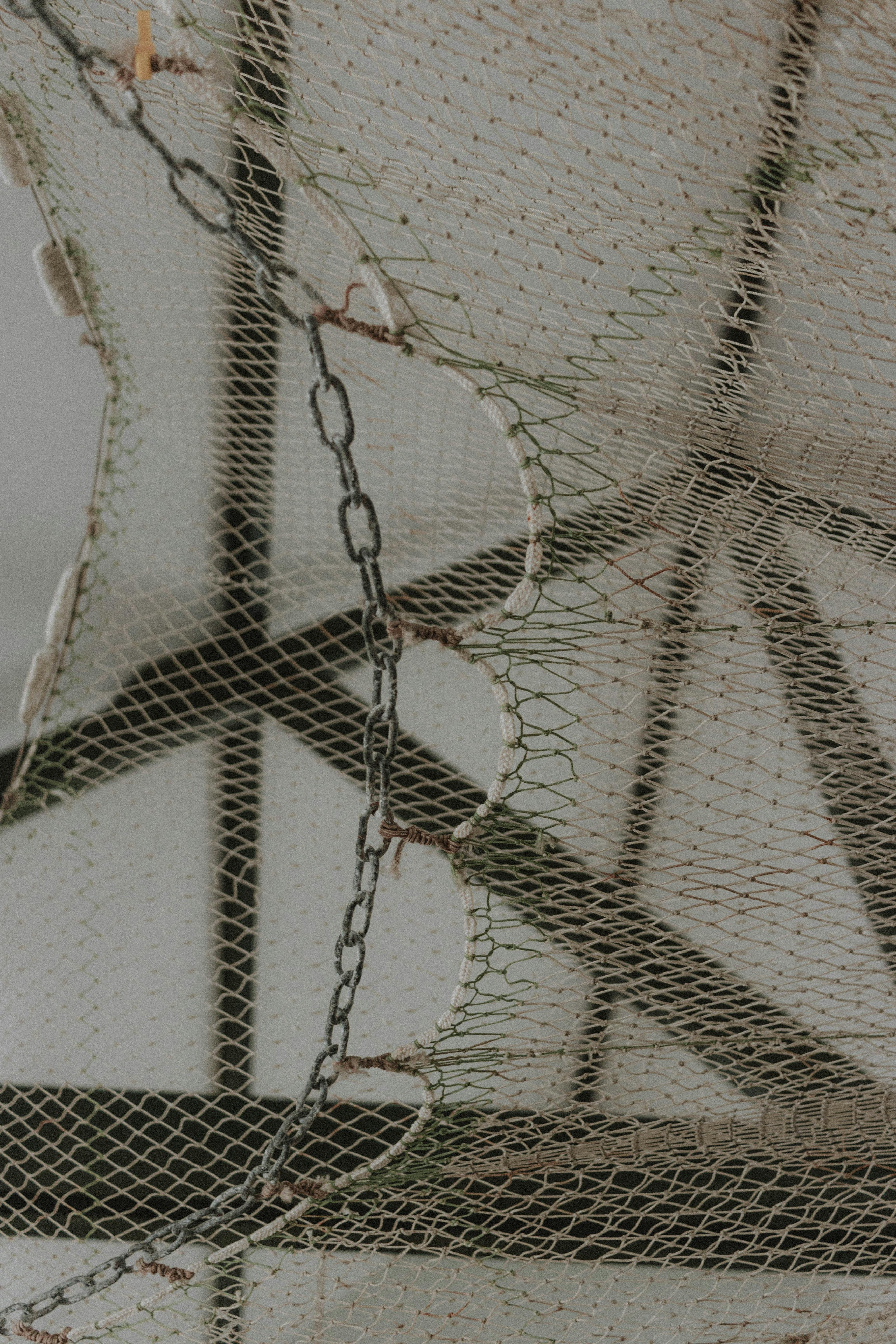 knitted net against white ceiling
