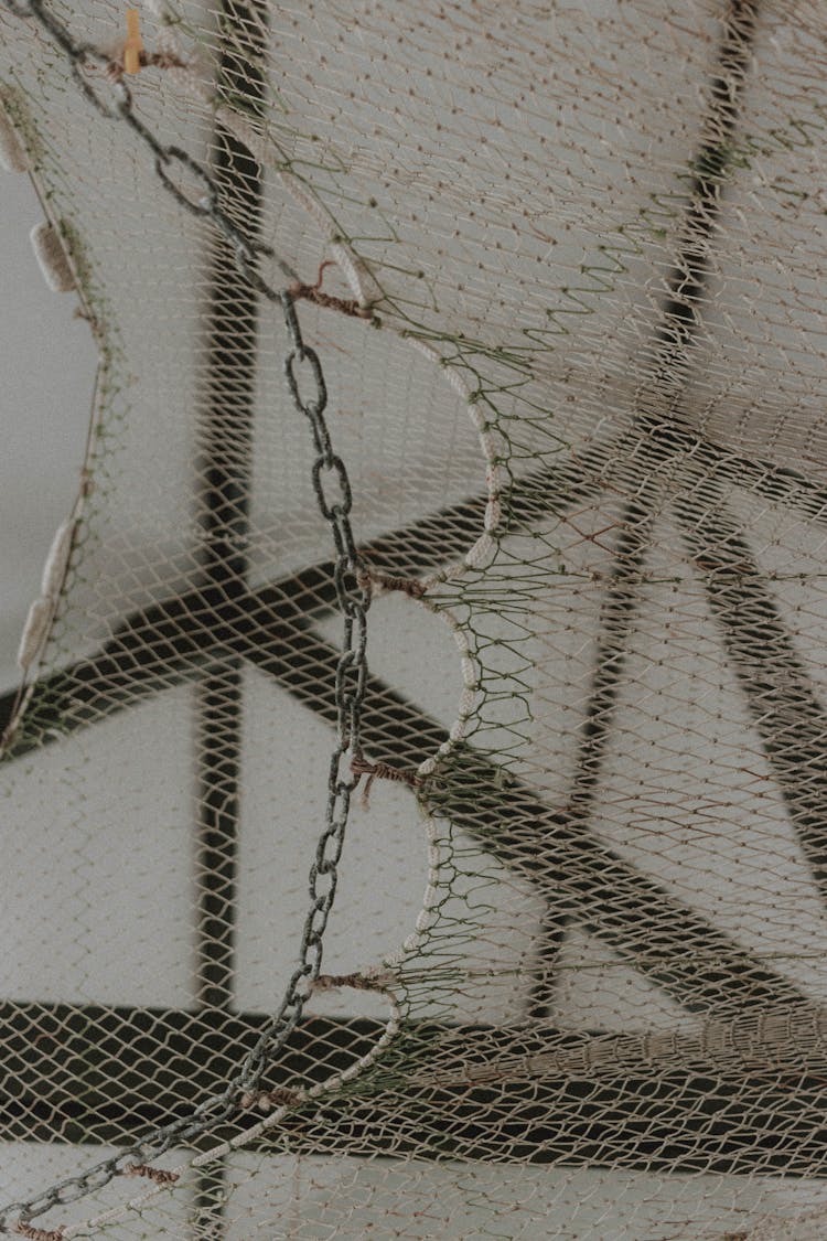 Knitted Net Against White Ceiling