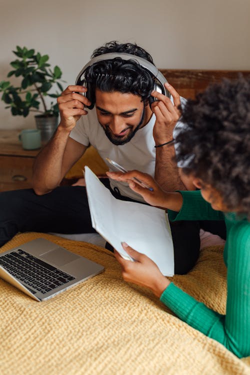 Man Using Headphones