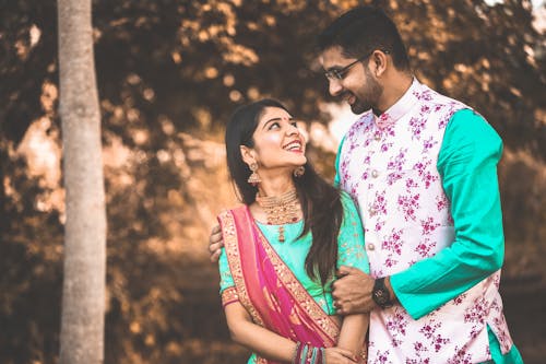 Portrait of Newlywed Couple in Traditional Clothing