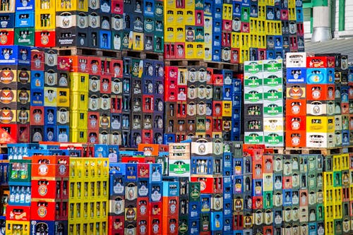Free Pile of Beverage Crates Stock Photo