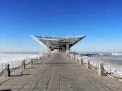 Concrete Bridge on Sea with Floes