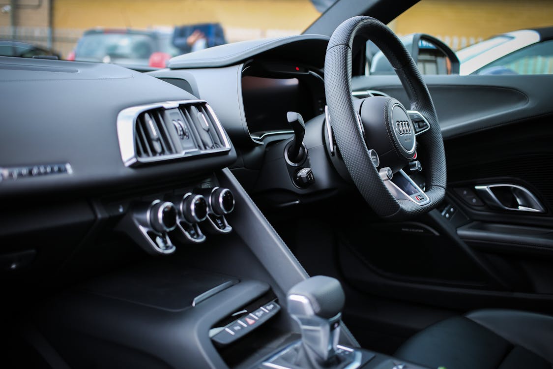 Free Photo of Black Steering Wheel Stock Photo