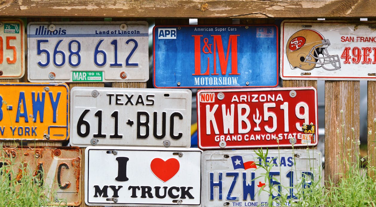 Free Assorted Car License Plates Stock Photo