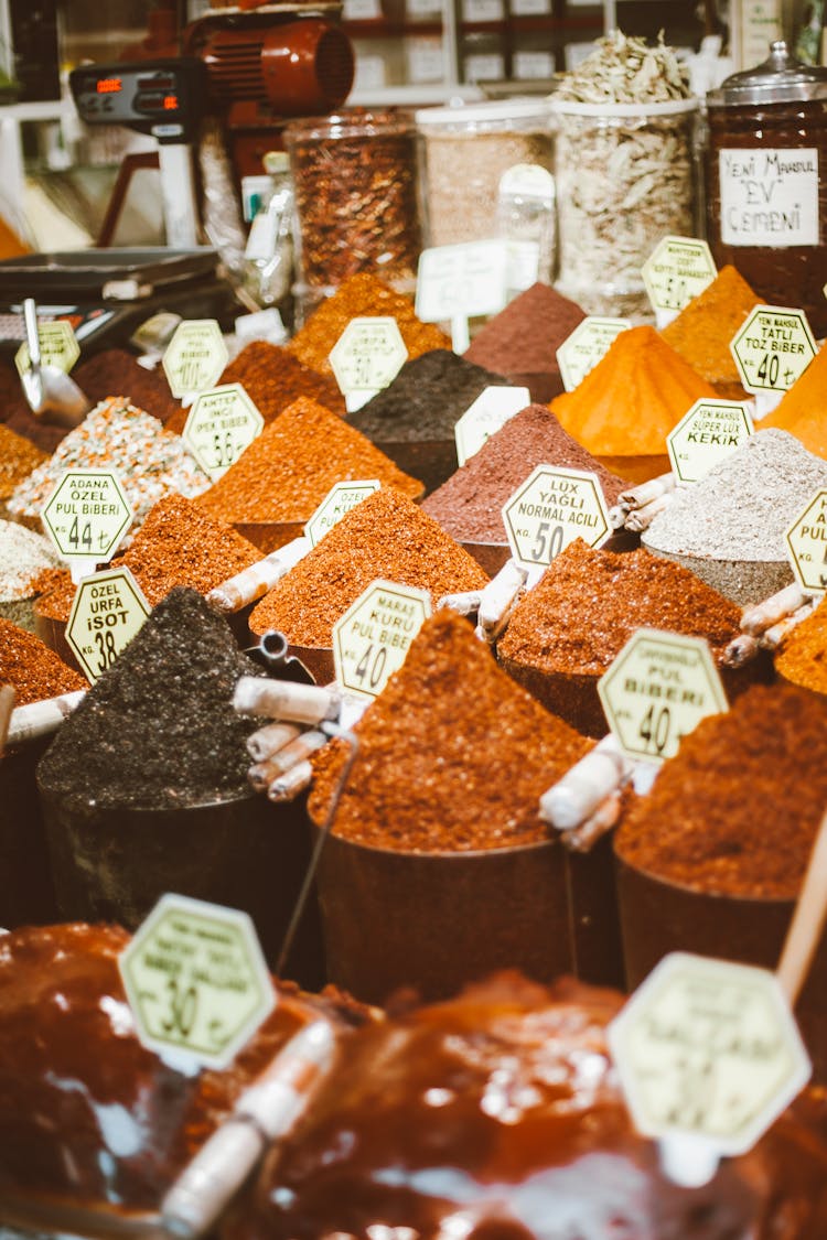 
Spices Displayed In A Market