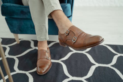 Free Person Wearing Brown Leather Shoes Stock Photo
