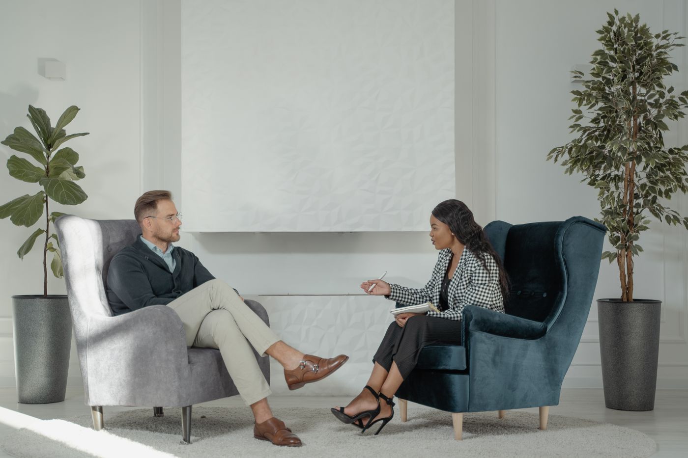 Therapist and client participating in trauma-informed counseling