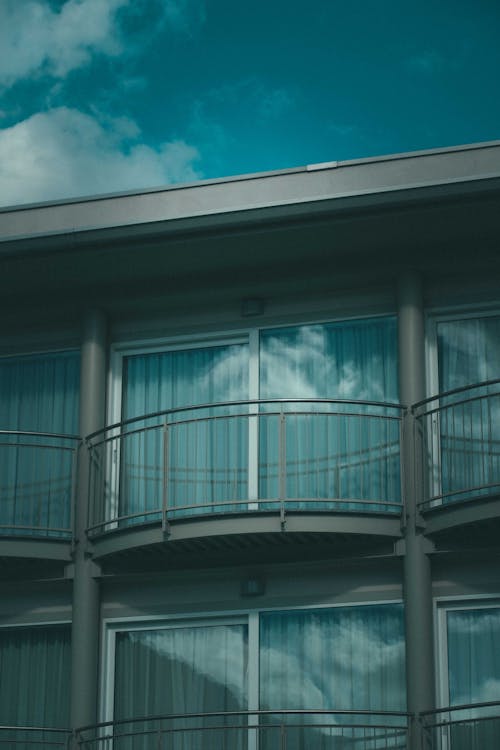 Modern building with large windows and balconies