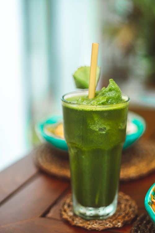 Green Smoothie on a Glass Cup