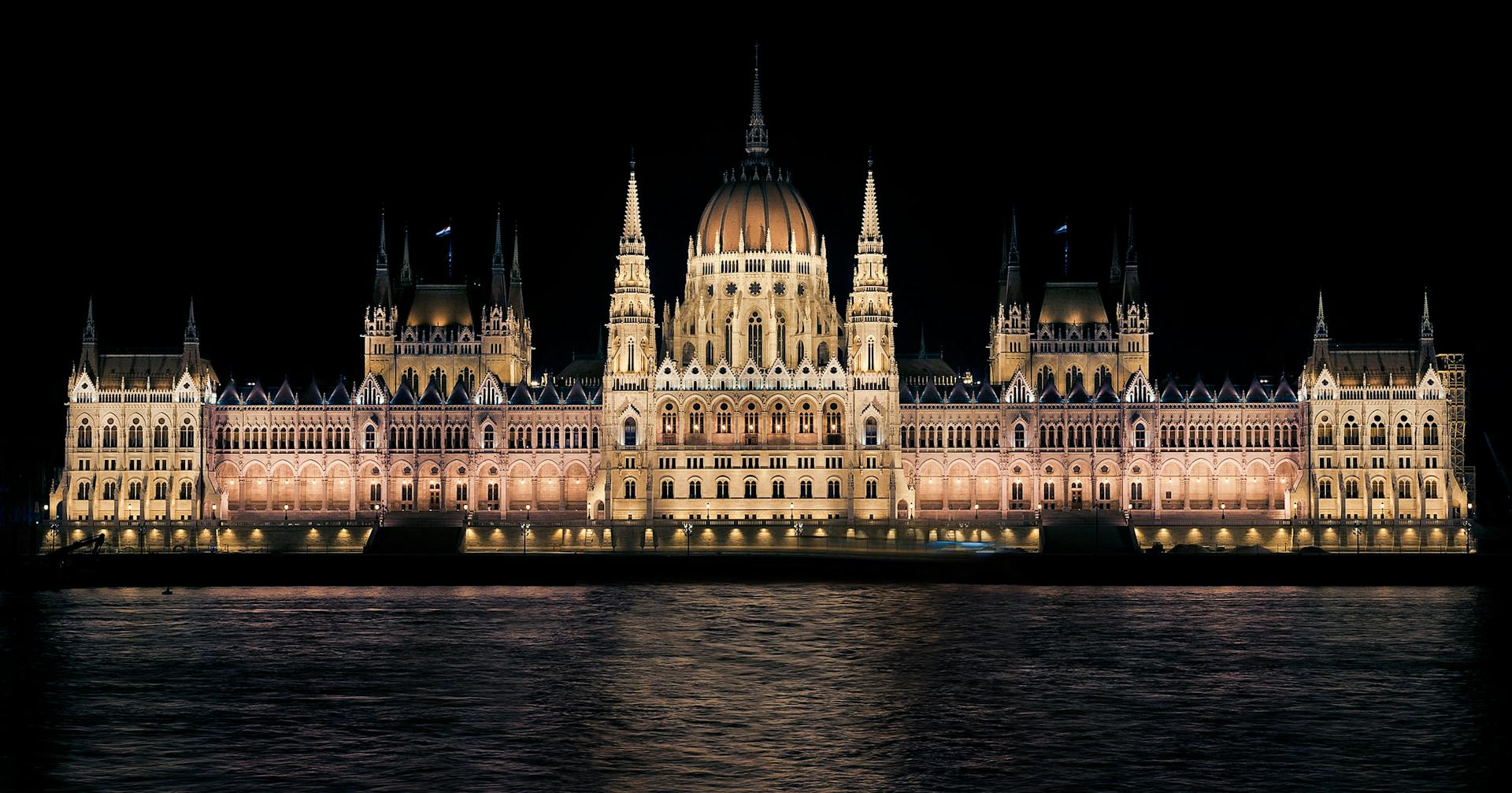 Hungarian Parliament Building View during Night