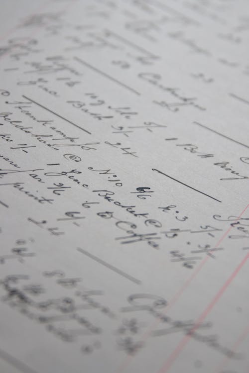 Cursive Handwriting on Paper