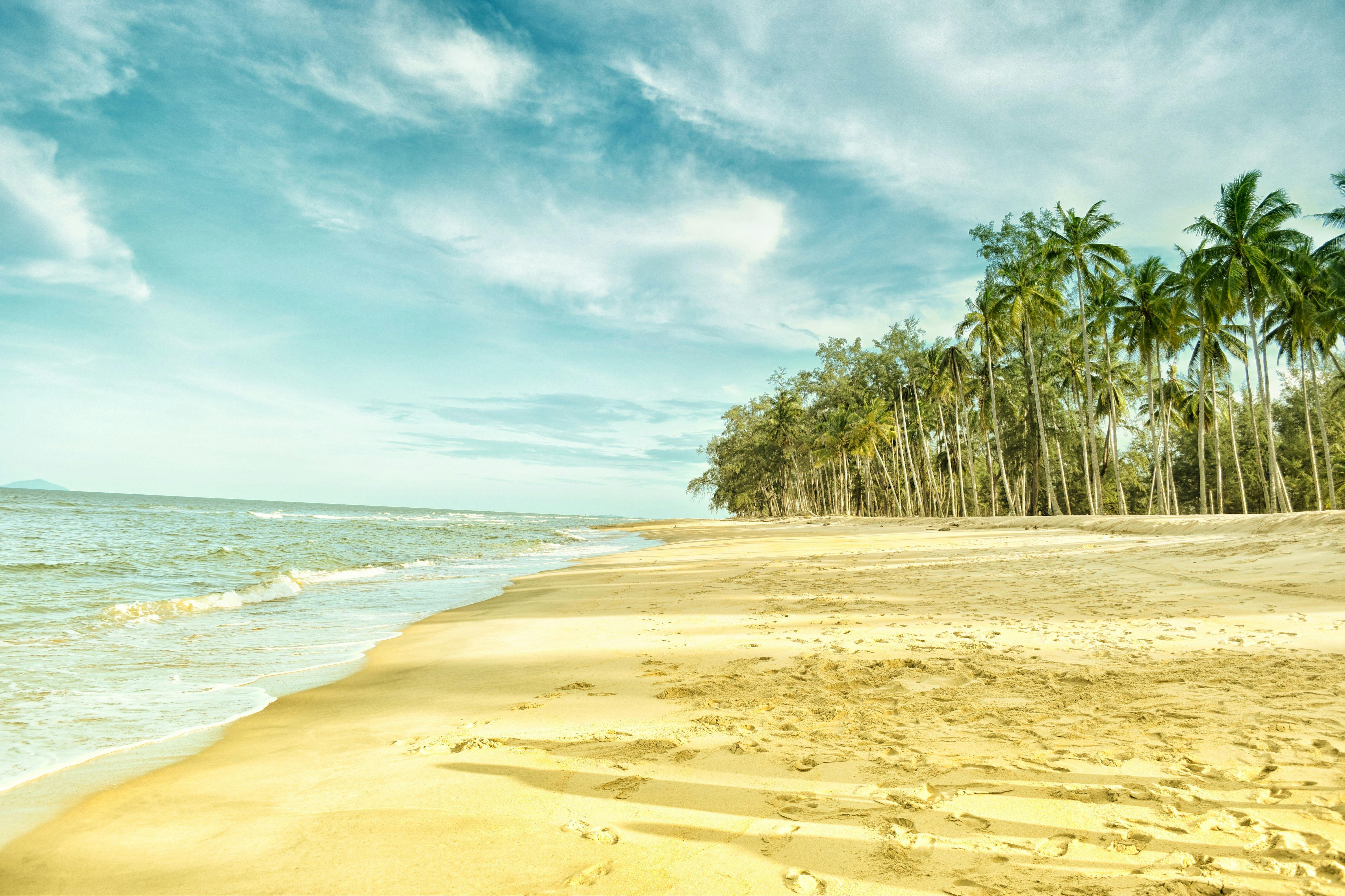 beach blue clouds coast