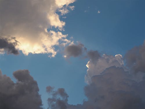 Bright Blue Sky with a Few Tiny White Clouds Picture, Free Photograph