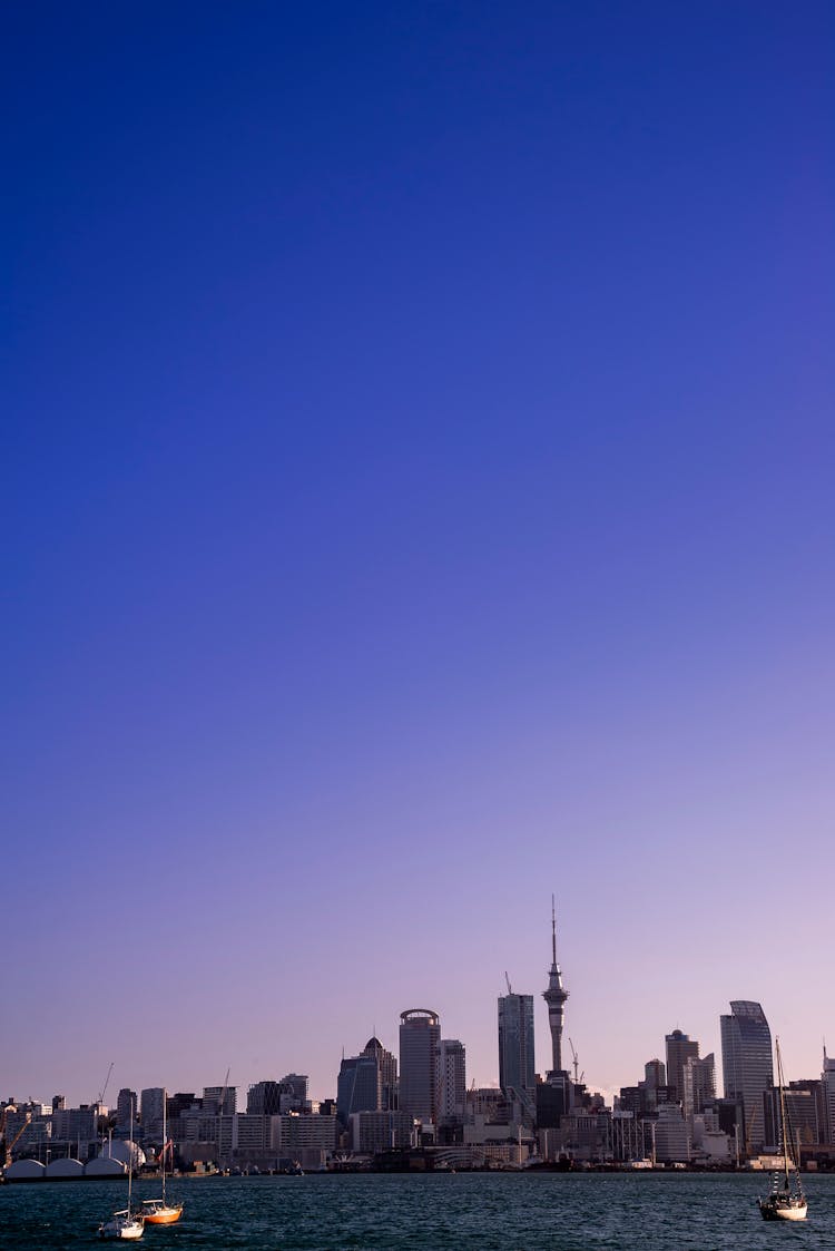 The Auckland City Skyline During The Sunset