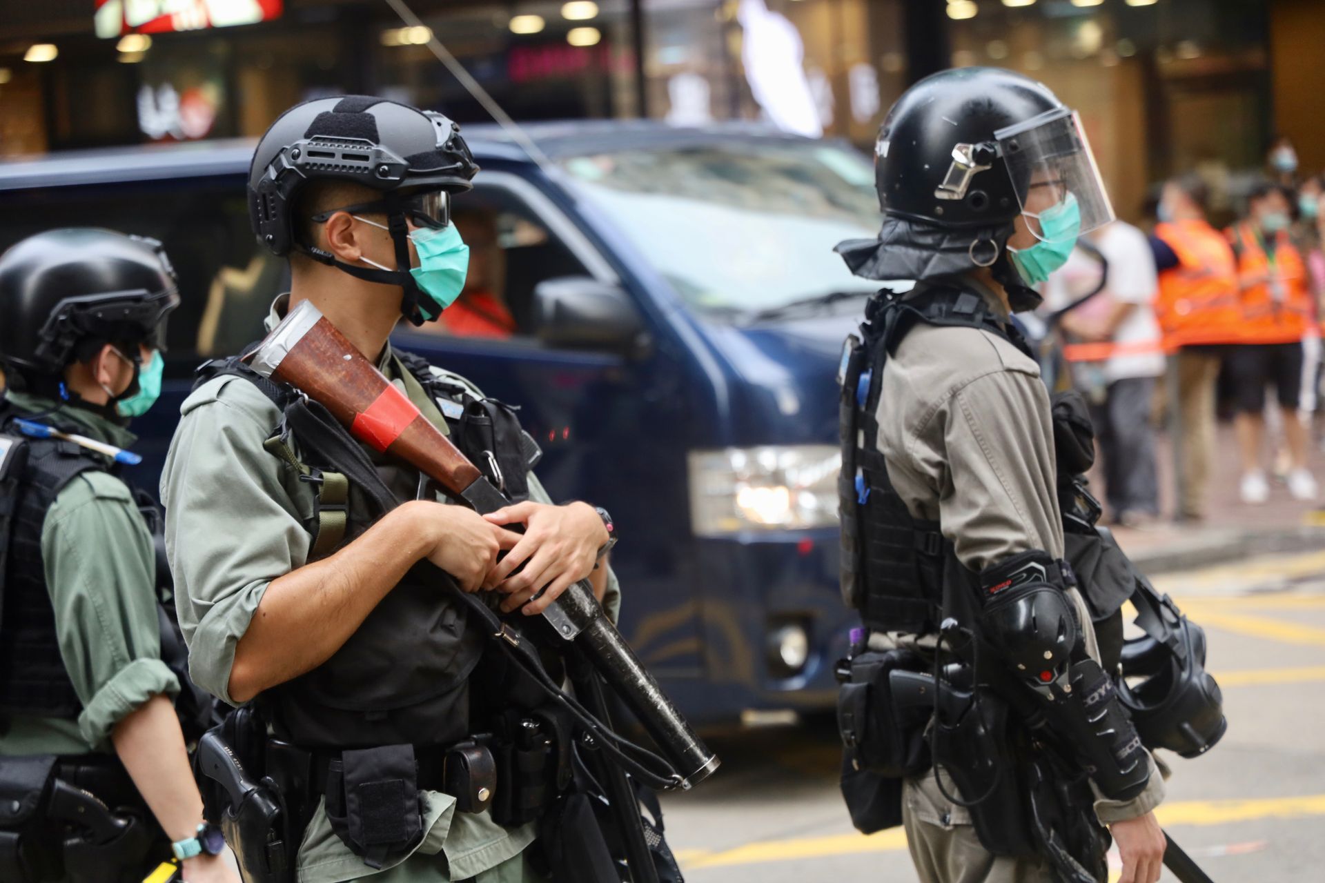 The Riot Police Wearing their Gears