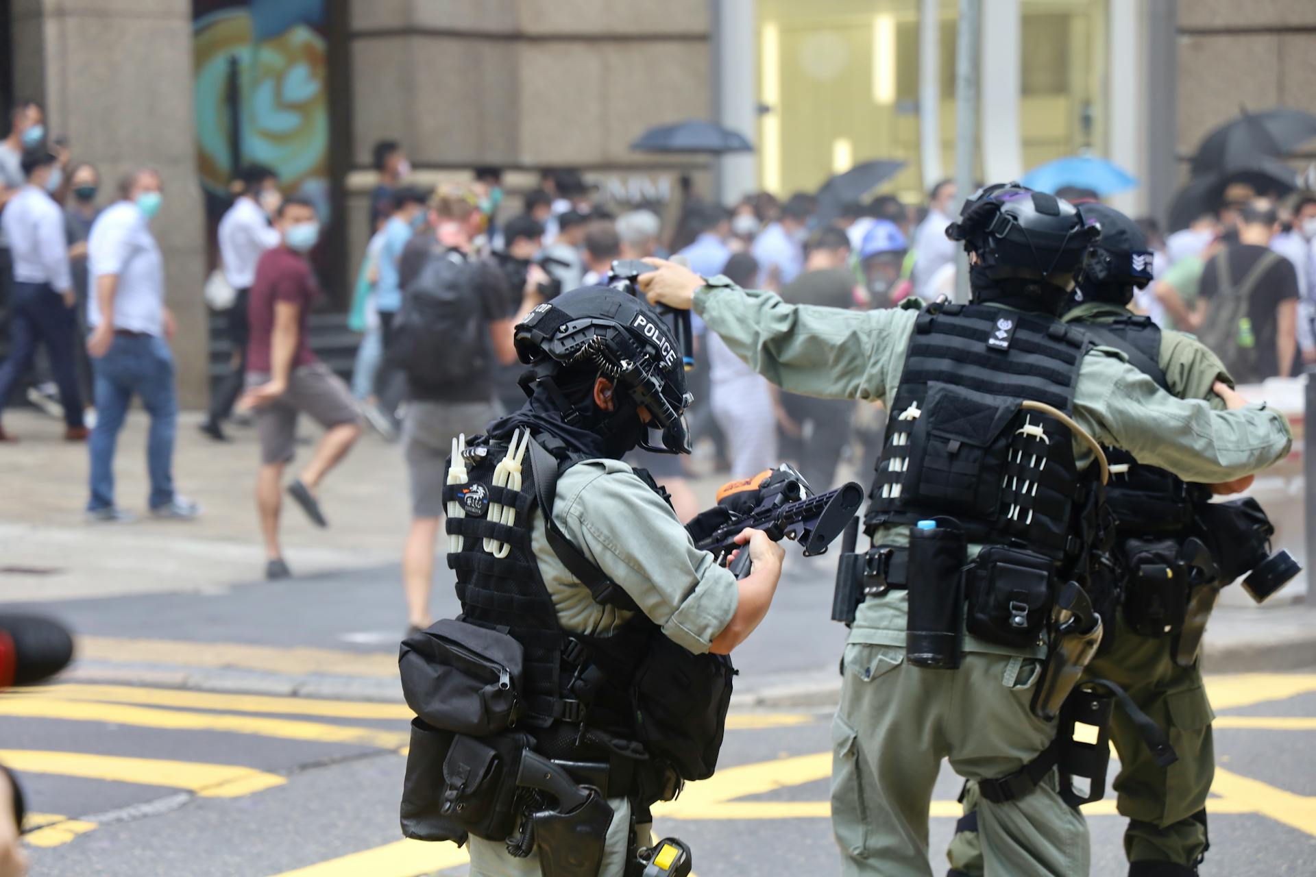 The Riot Police in Protective Gears