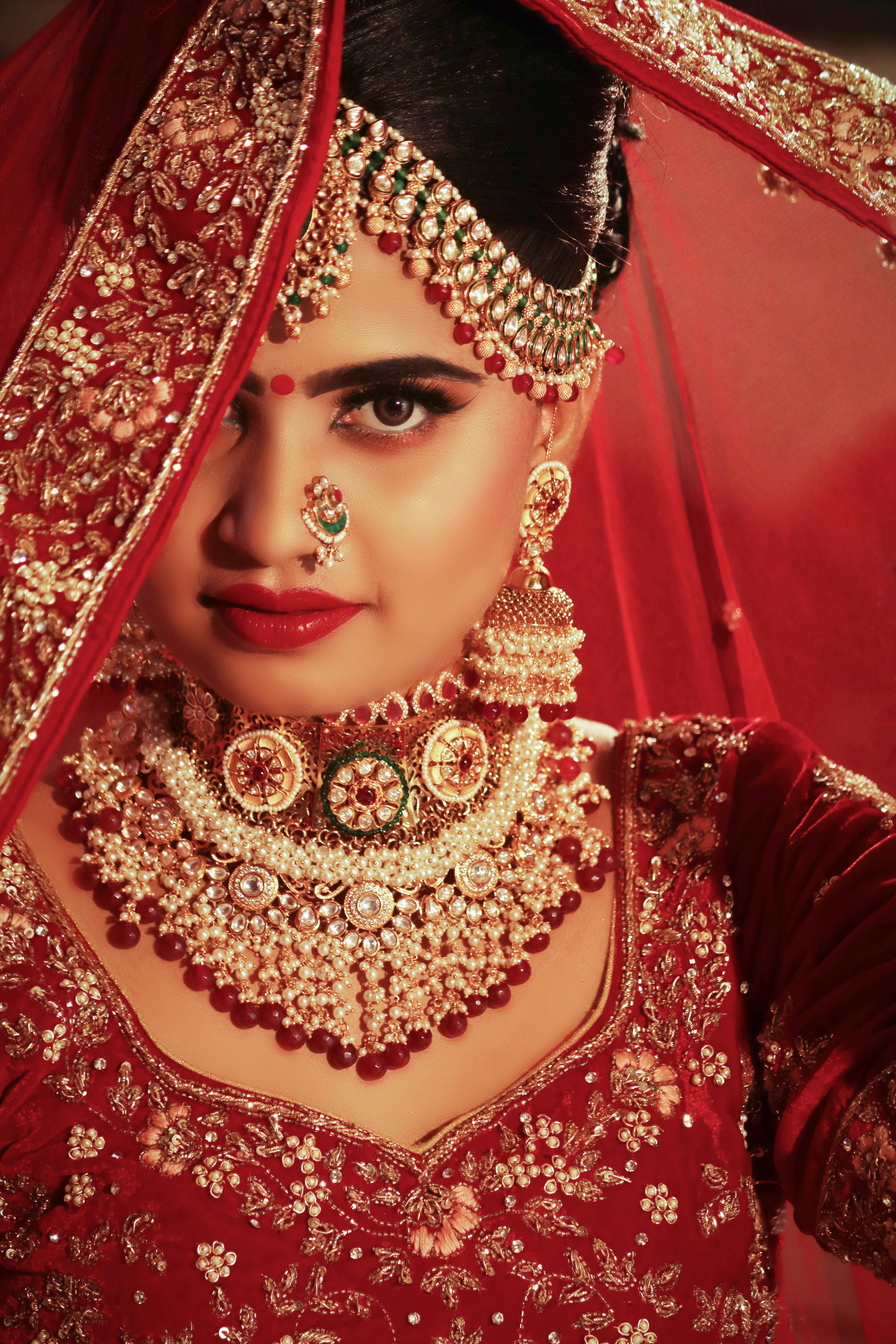Bride in Traditional Red Wedding Dress · Free Stock Photo