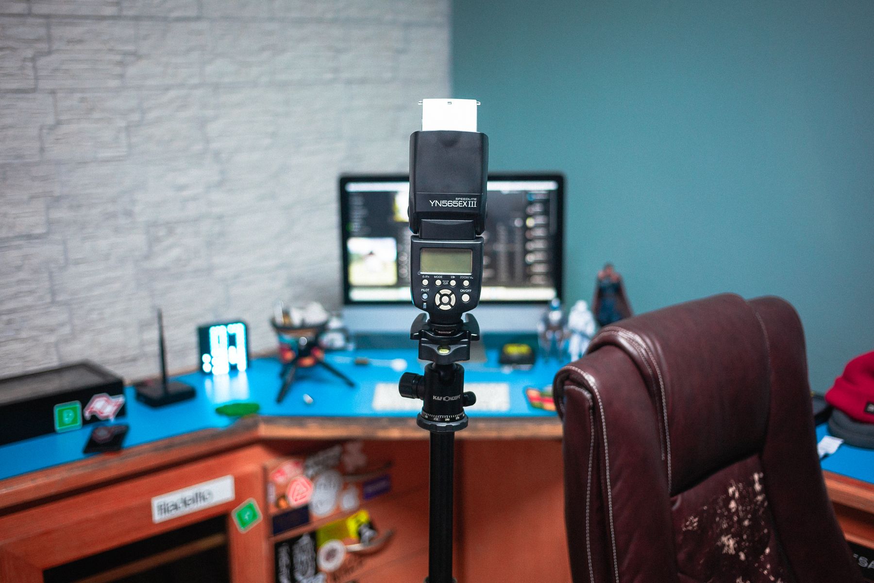 Studio desk with a camera and computer ready for pre-production