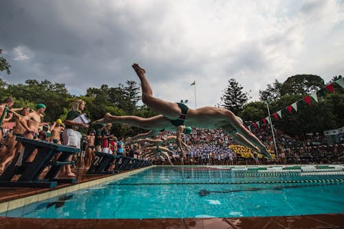 A Swimmers Diving on the Swimming Pool