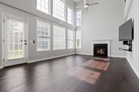 Black Electric Fireplace Near White Wooden Door