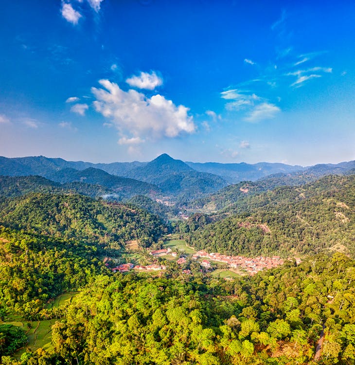 Birds Eye View of a Mountain Landscape in West Java, Indonesia