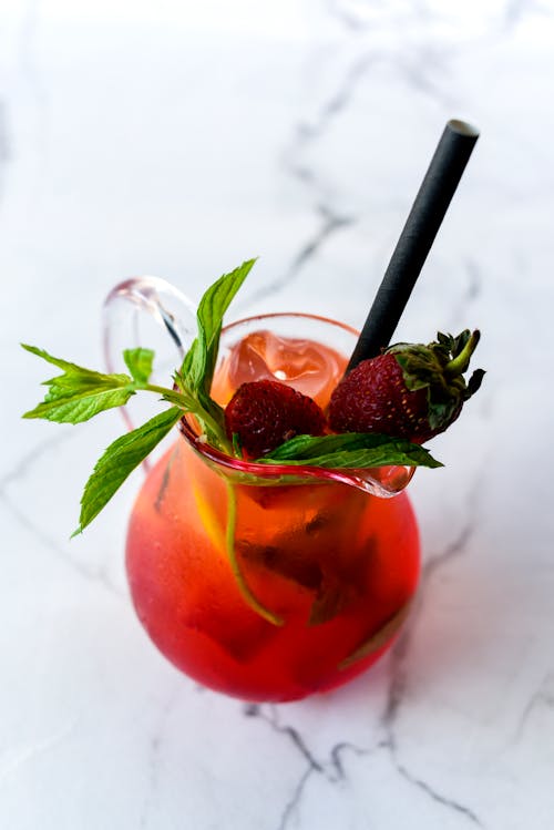 A Cocktail with Strawberries