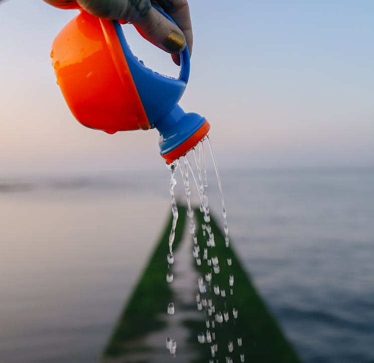 Photo Of A Person's Hand Using A Watering Can Toy