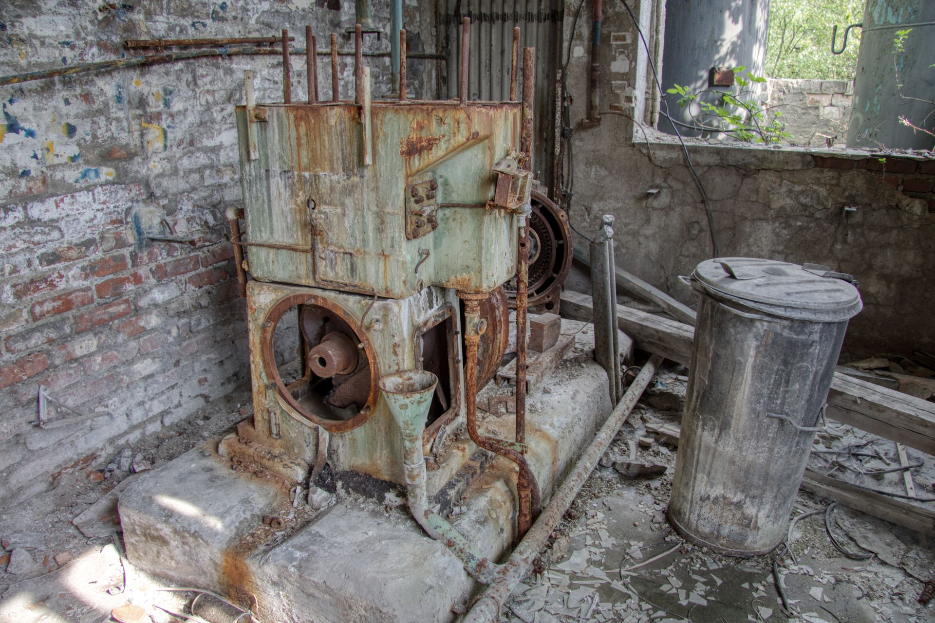 Dirty and Rusty Machine in an Abandoned Building