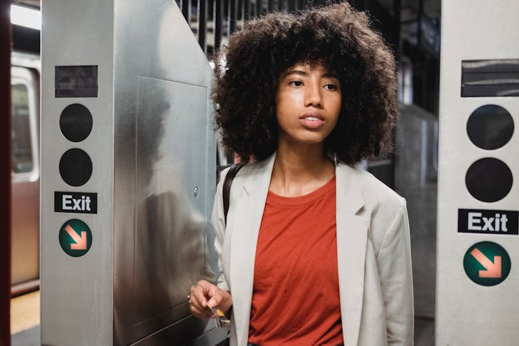 Woman On Railway Station Platform