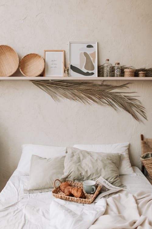 Free A Breakfast Tray on a Bed Stock Photo