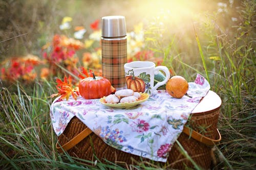 Photograph of a Plate of Biscuits on Top of a Basket