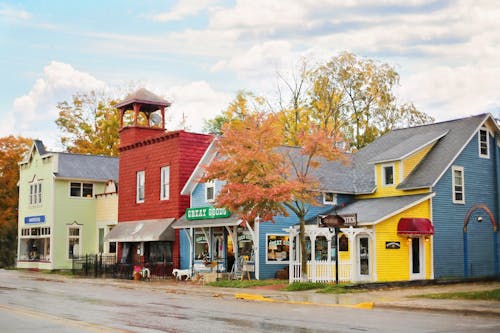 Photograph of Colorful Buildings Near a Road