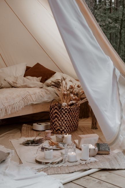 glamping tent interior setup