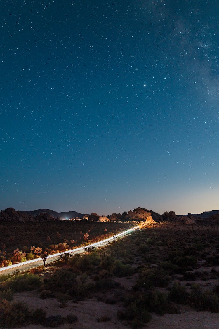 Colorado Desert Under Blue Starry Sky