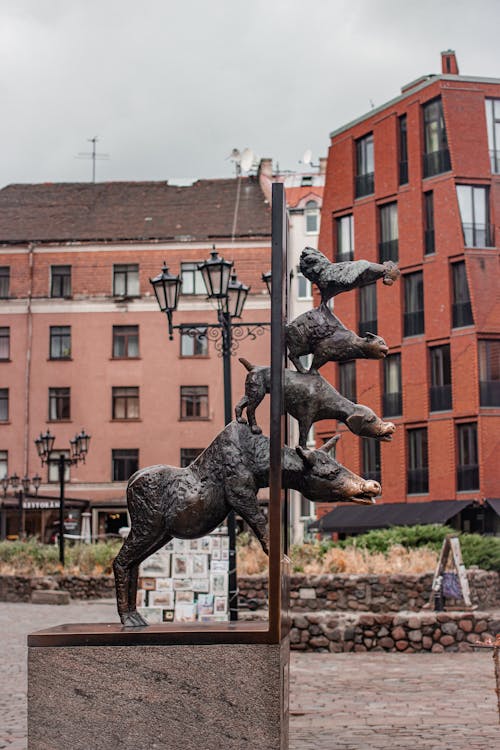 A Sculpture of Animals in a City
