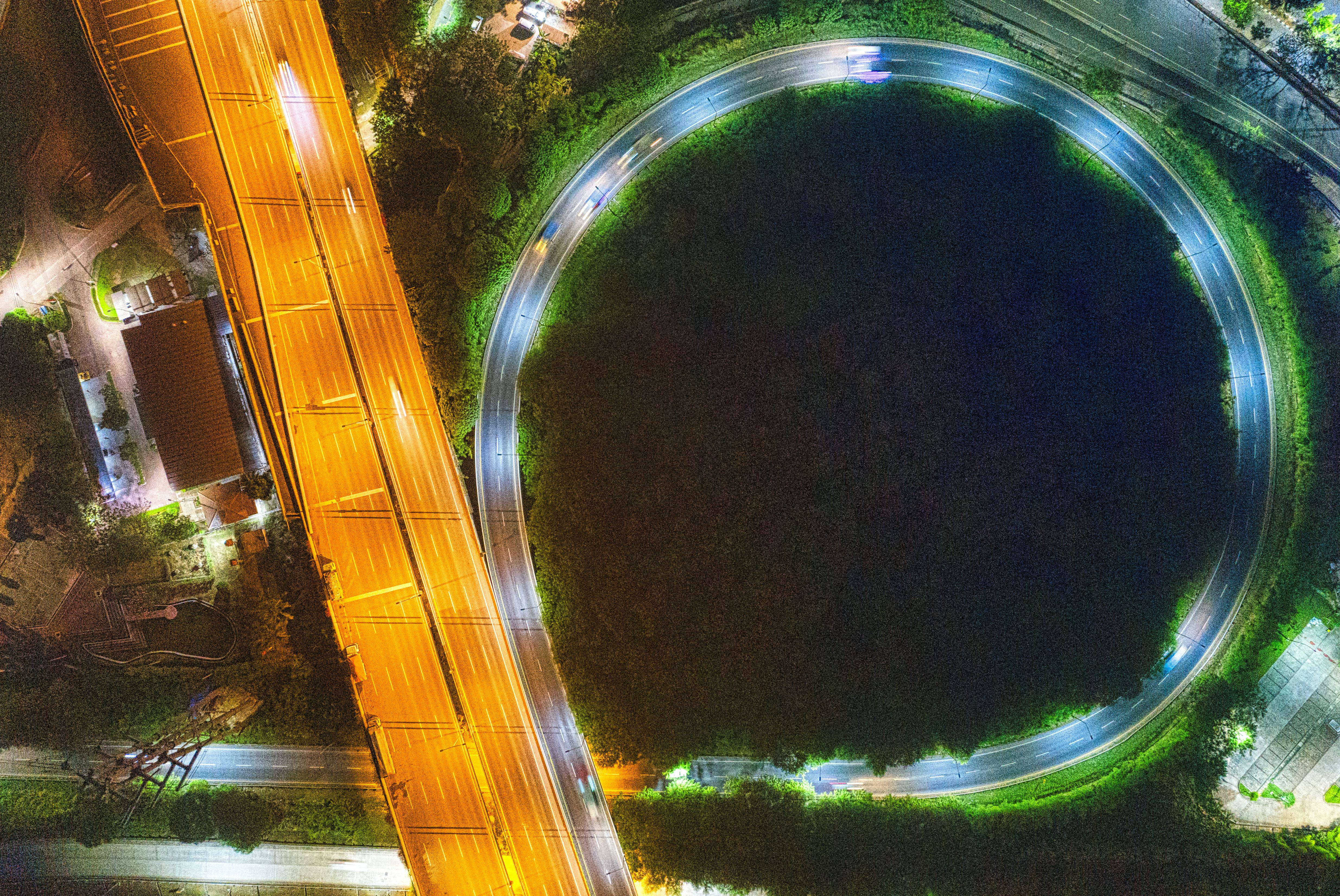 lights on road at night