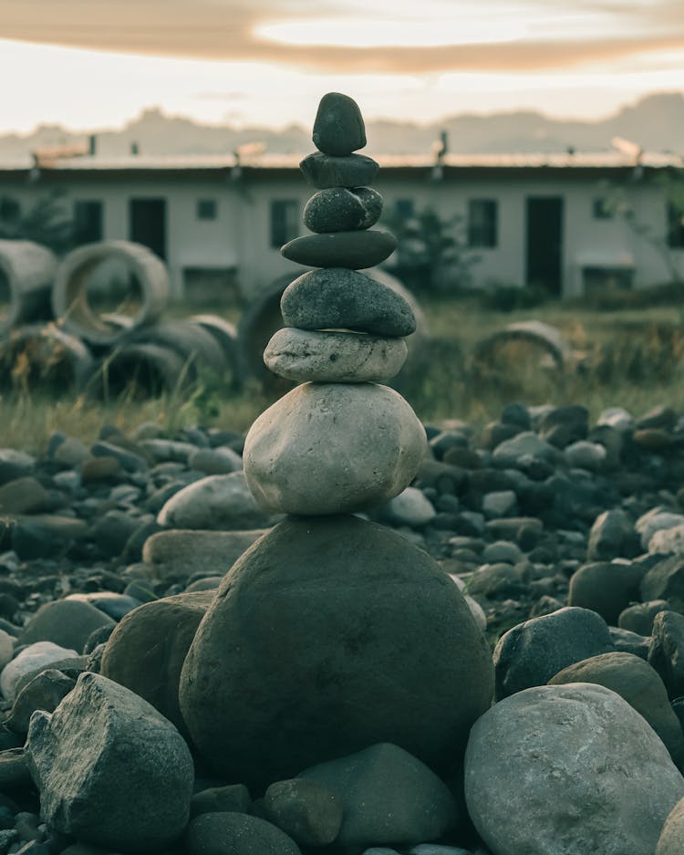 Stack Of Stones In Different Sizes