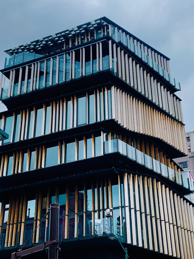 Photograph Of A Building With Wooden Panels