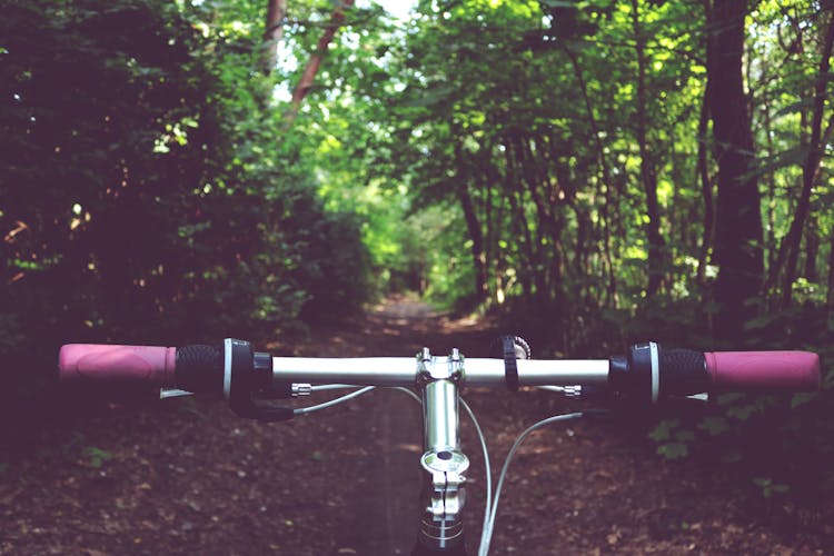 Silver And Pink Bike Handle Bar