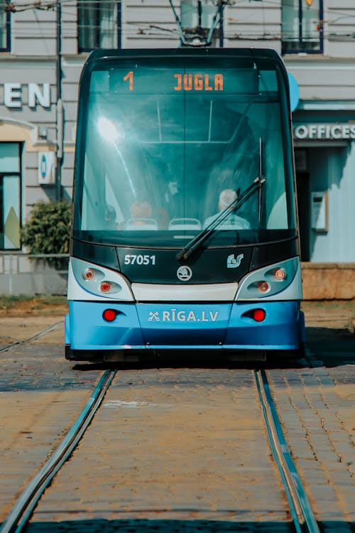 A Tram Moving on its Railway
